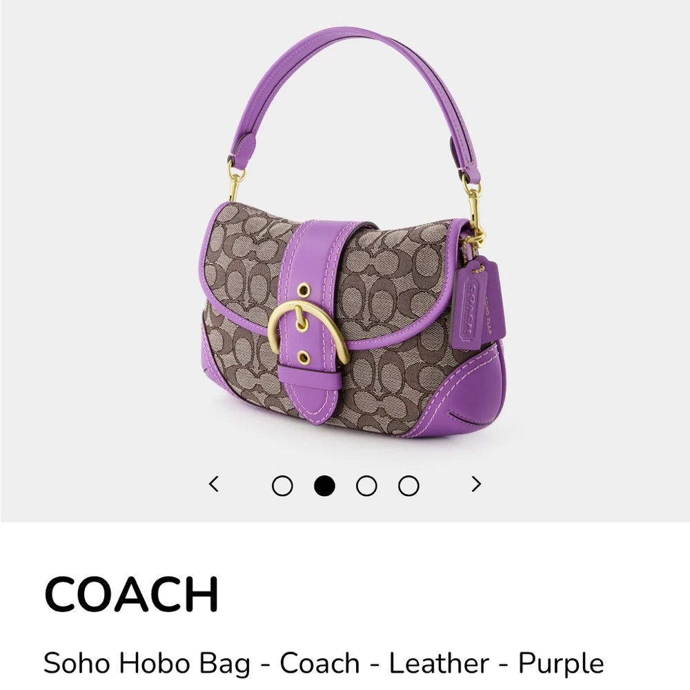 NWOT COACH
Soho flap bag in signature textile jacquard & Leather - Purple